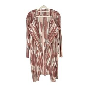 Chicos Travelers Jacket Women's 3 16/18 Crinkle Textured Open Front Coral